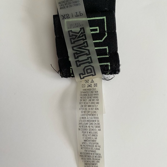 Victoria Secret PINK Swim Bikini Top XS Teal Yellow Banded Logo Triangle Halter - Picture 8 of 10